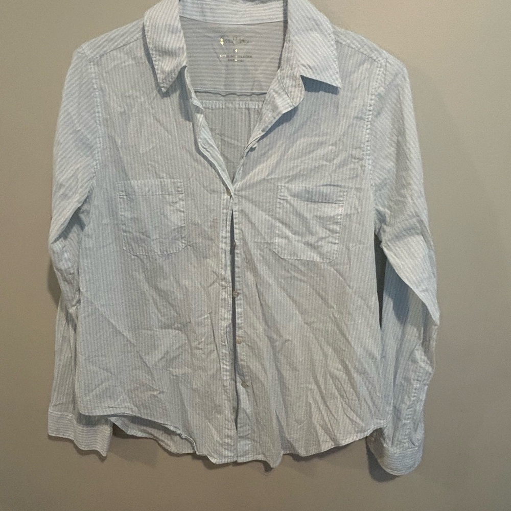 Lilly Pulitzer Blue and White Striped Shirt